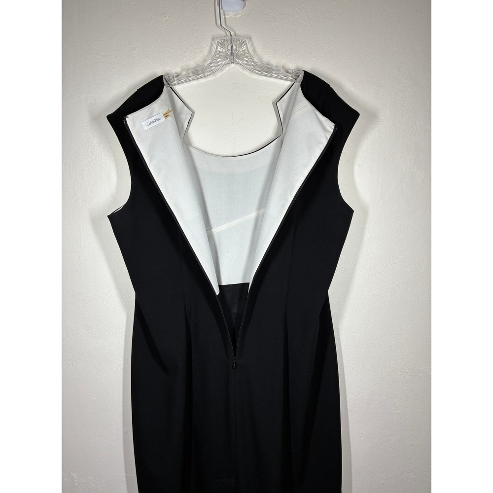 Calvin Klein Black Sleeveless Sheath Dress Plus Size 18W Ruched Neutral Stretchy - Picture 10 of 12